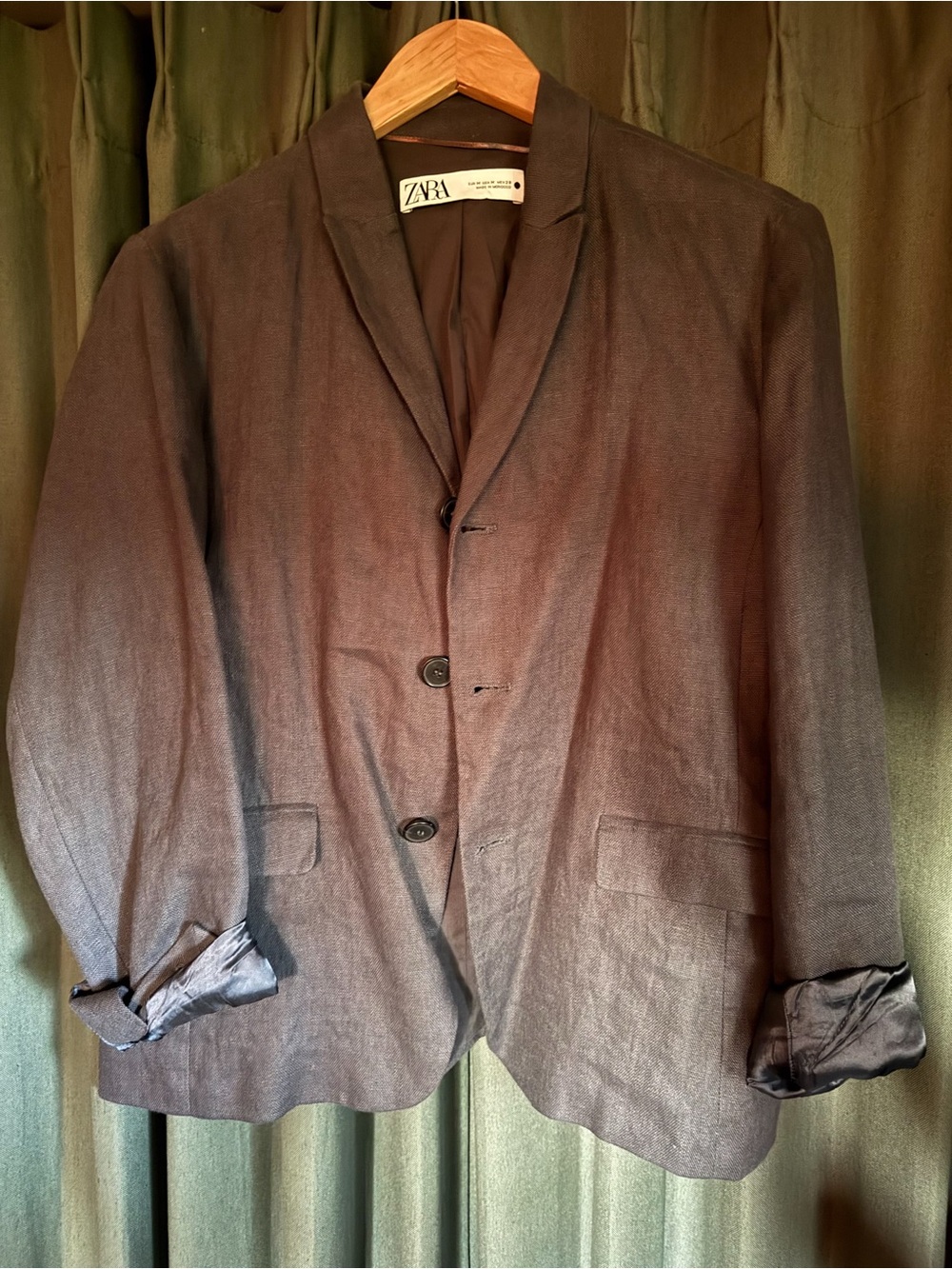 ZARA Charcoal %100 Linen Blazer